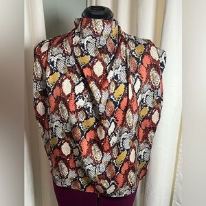 Red and Yellow Wrap Blouse